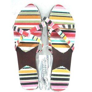 Gridlock Beachwear Womens Wood Canvas Multi Color Sandal Size Medium New